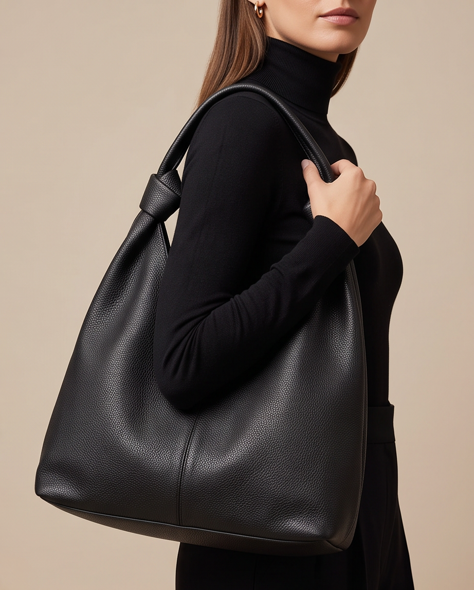 Q-LUCENTE Full-Grain Leather Tote Bag for Women – Magnetic Closure, Detachable Pouch & Roomy