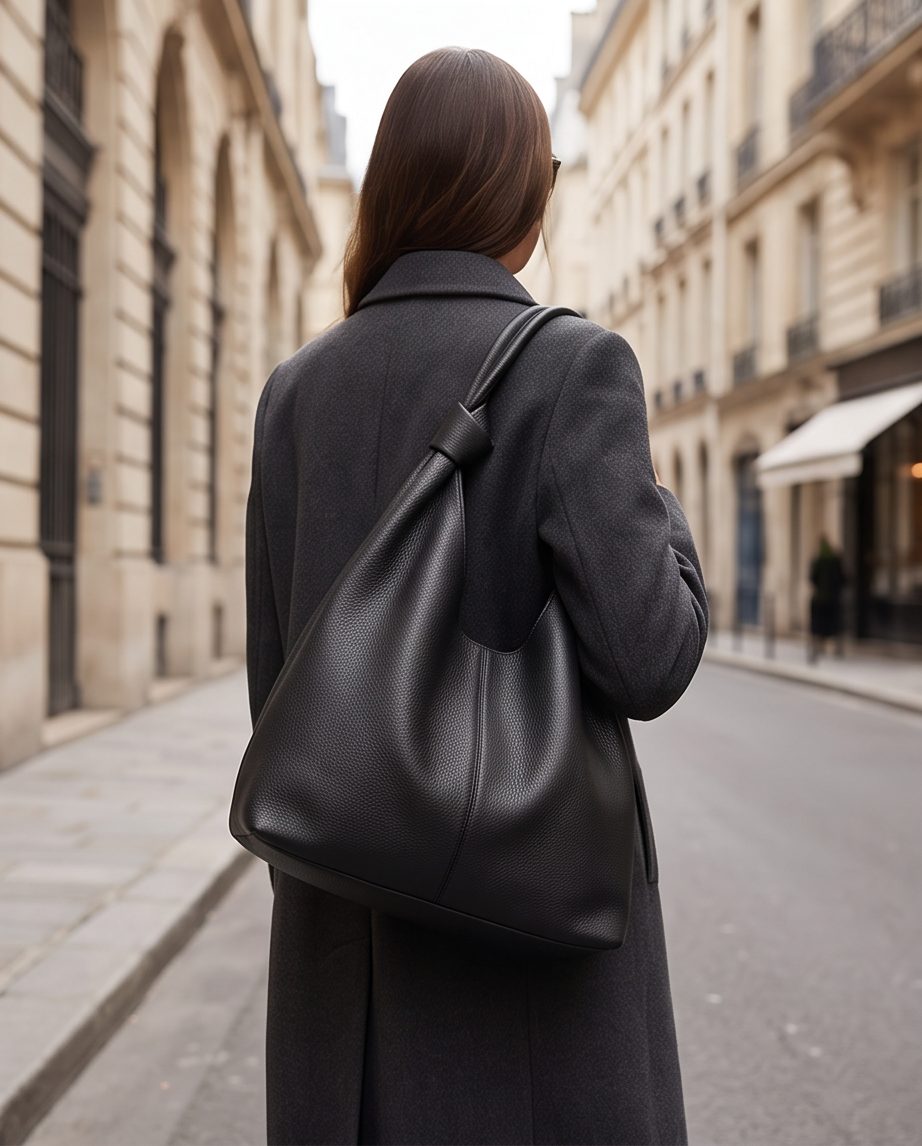 Q-LUCENTE Full-Grain Leather Tote Bag for Women – Magnetic Closure, Detachable Pouch & Roomy