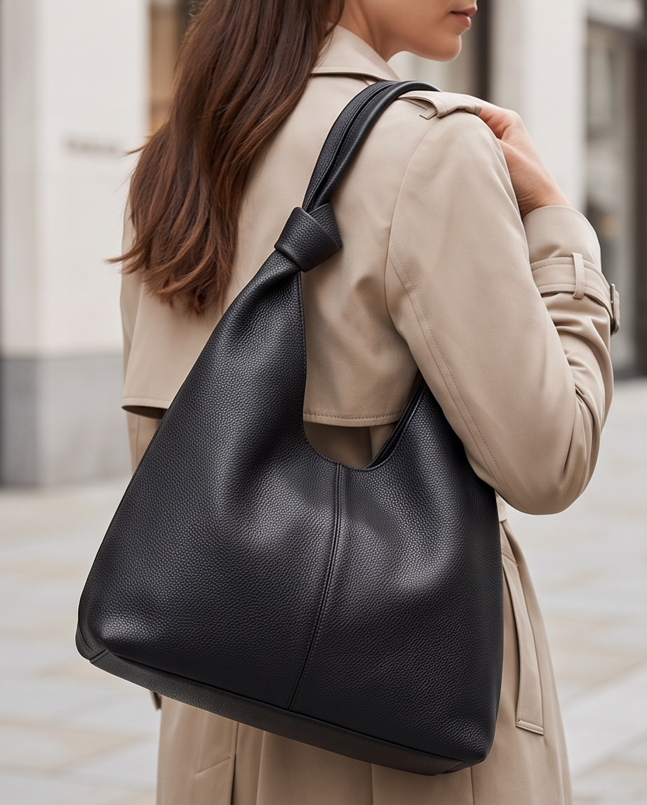 Q-LUCENTE Full-Grain Leather Tote Bag for Women – Magnetic Closure, Detachable Pouch & Roomy
