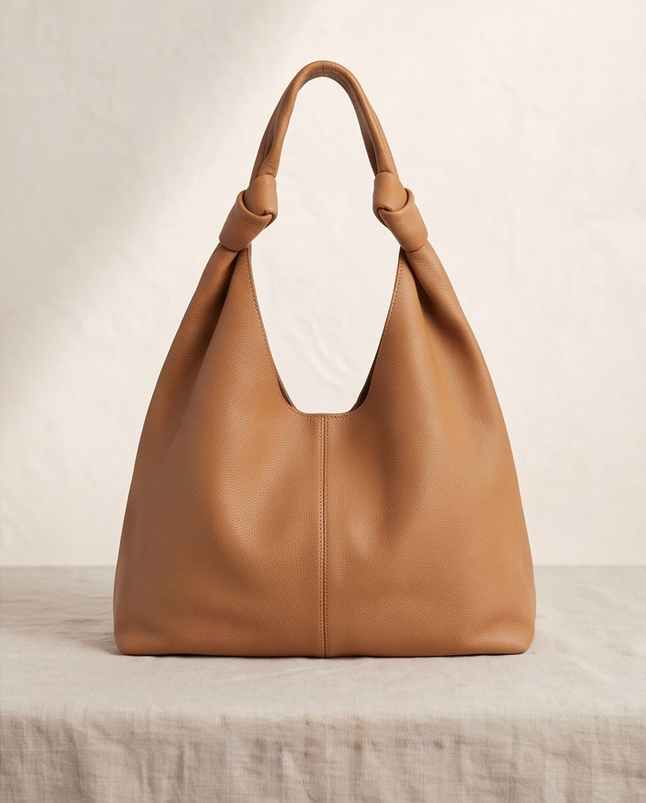 Q-LUCENTE Full-Grain Leather Tote Bag for Women – Magnetic Closure, Detachable Pouch & Roomy