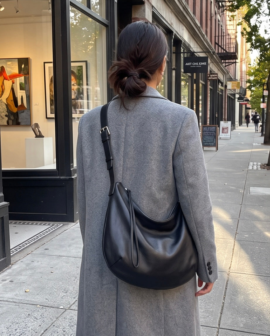 Q-LOOM Genuine Leather Women's Shoulder Bag – Large Capacity Commuter & Travel Bag