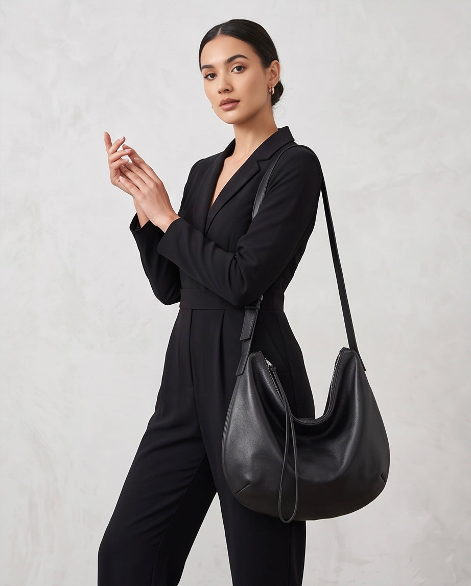 Q-LOOM Genuine Leather Women's Shoulder Bag – Large Capacity Commuter & Travel Bag