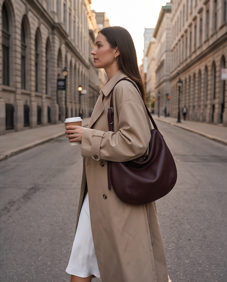 Q-LOOM Genuine Leather Women's Shoulder Bag – Large Capacity Commuter & Travel Bag