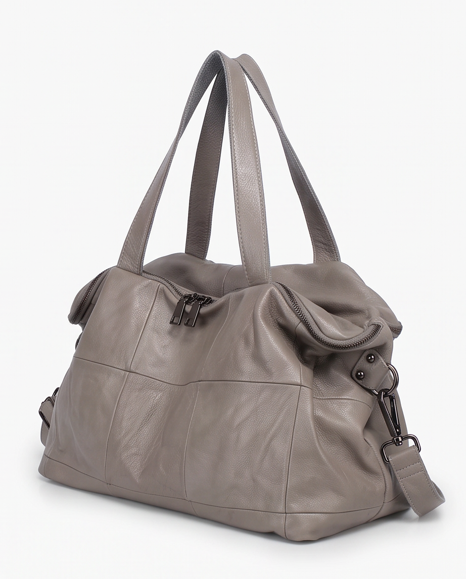Q-VIVACE Full-Grain Leather Shoulder Duffel Bag for Women – Large Capacity Crossbody & Travel