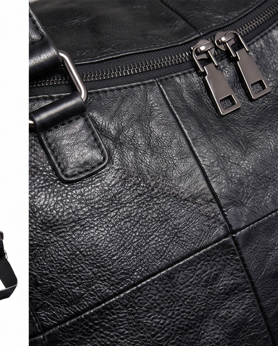 Q-VIVACE Full-Grain Leather Shoulder Duffel Bag for Women – Large Capacity Crossbody & Travel