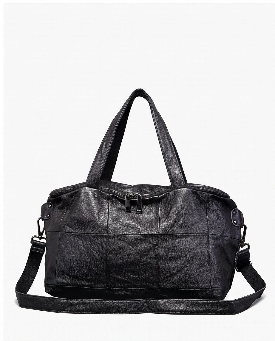 Q-VIVACE Full-Grain Leather Shoulder Duffel Bag for Women – Large Capacity Crossbody & Travel