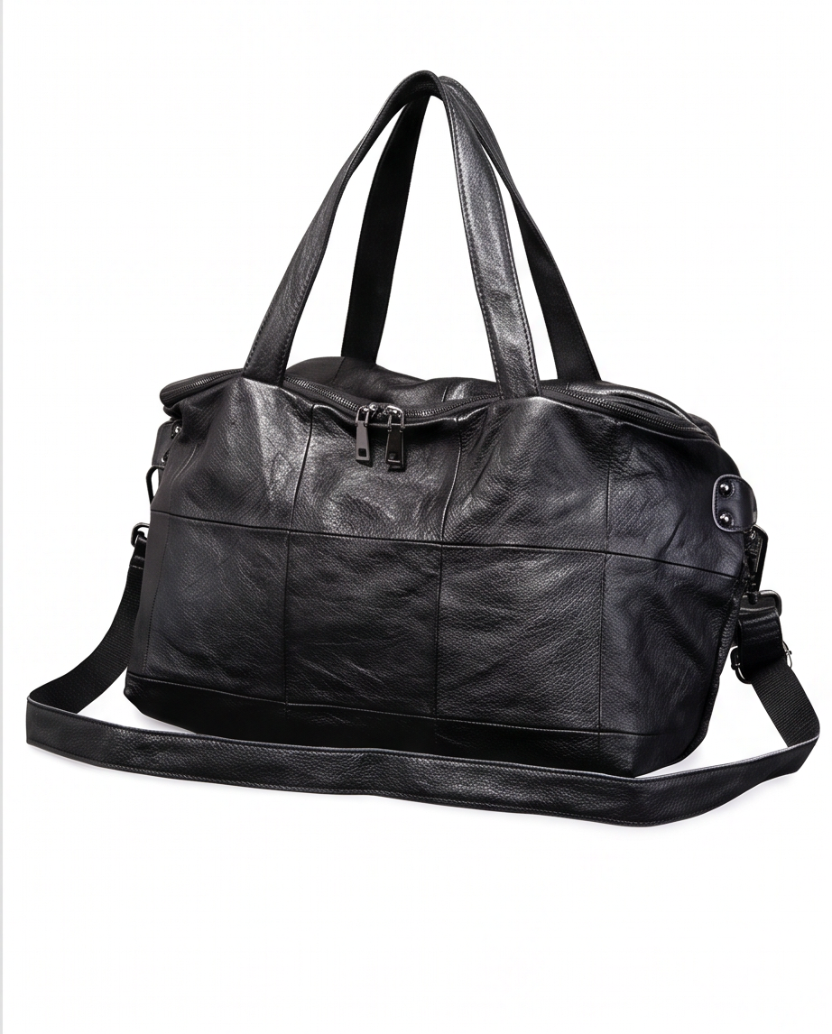 Q-VIVACE Full-Grain Leather Shoulder Duffel Bag for Women – Large Capacity Crossbody & Travel