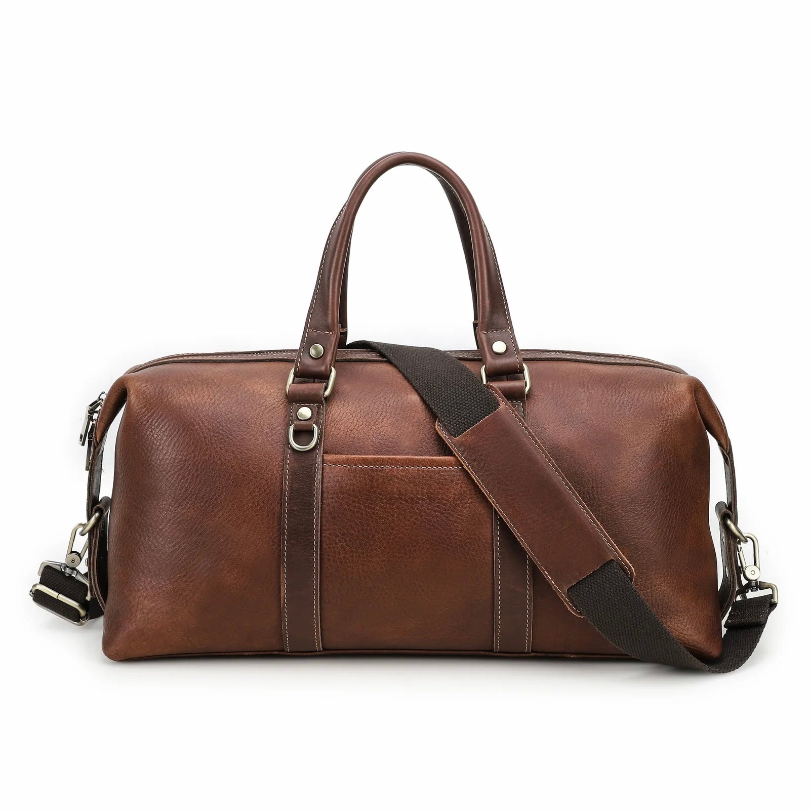 Q-FRONTIER Luxury Full-Grain Leather Duffel Bag for Men – 44L Gym, Travel & Weekend Bag