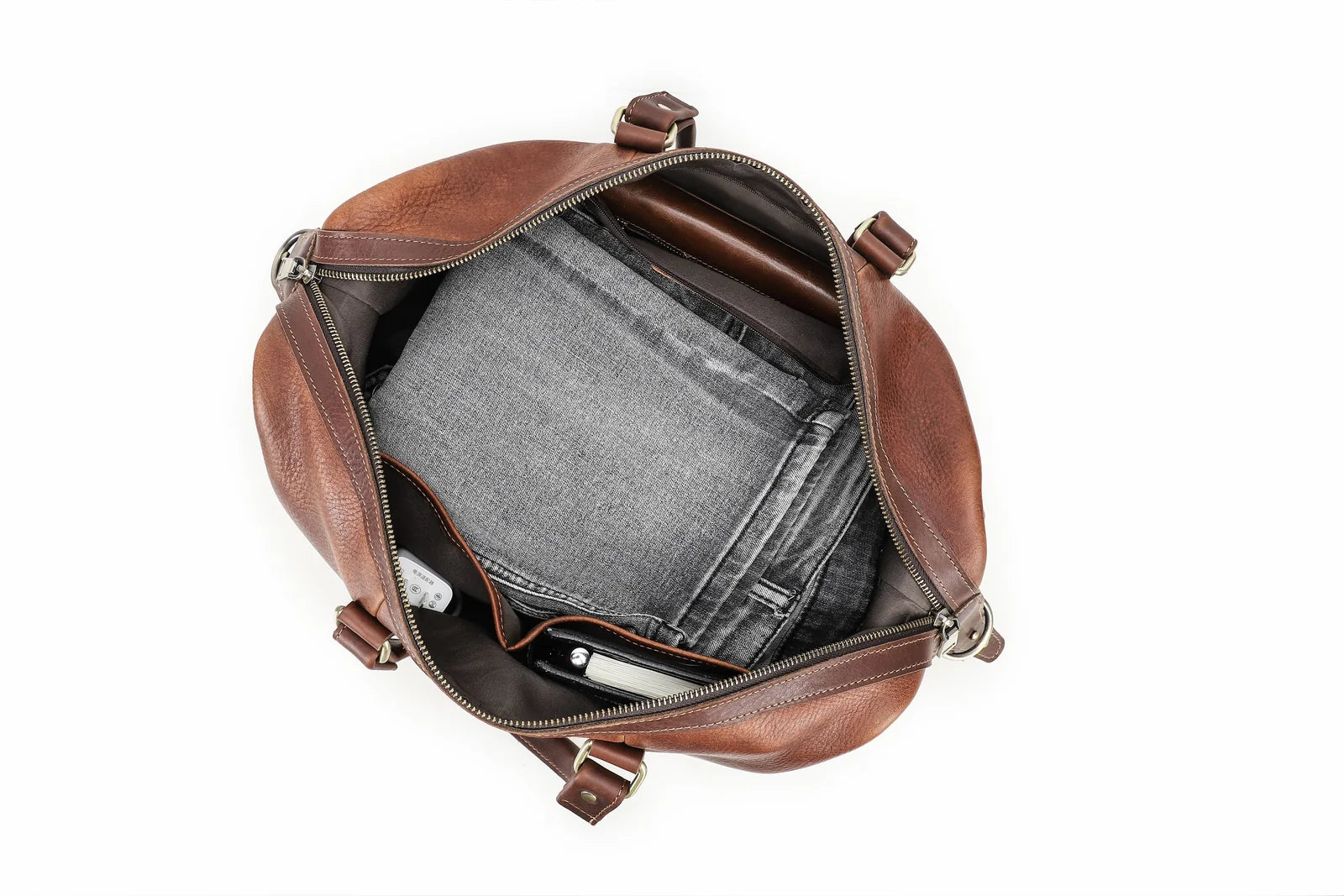 Q-FRONTIER Luxury Full-Grain Leather Duffel Bag for Men – 44L Gym, Travel & Weekend Bag