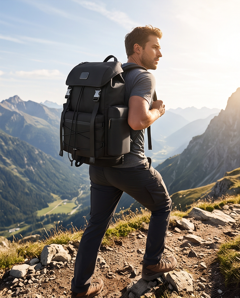 Q-HIKING 1680D Nylon Waterproof Backpack – Large Capacity, 17" Laptop, Hiking & Travel