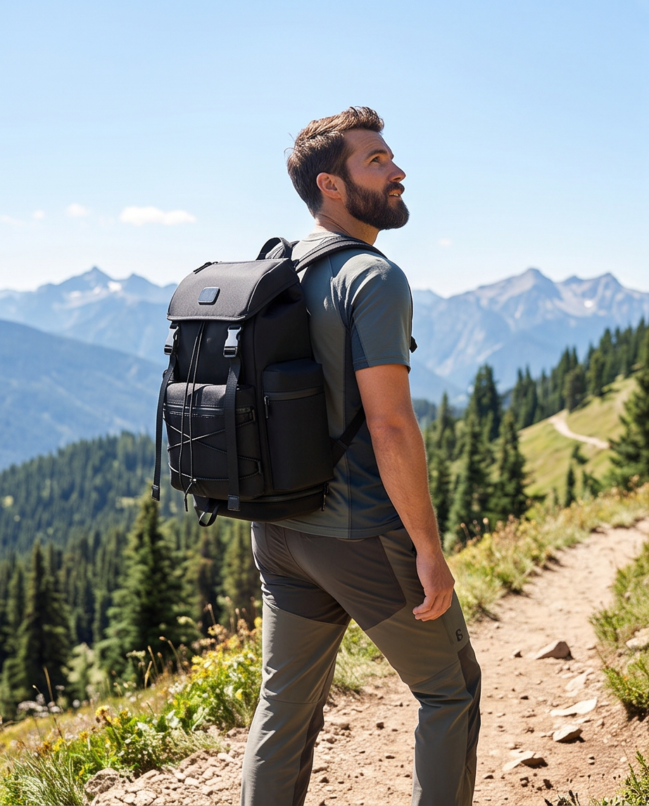 Q-HIKING 1680D Nylon Waterproof Backpack – Large Capacity, 17" Laptop, Hiking & Travel