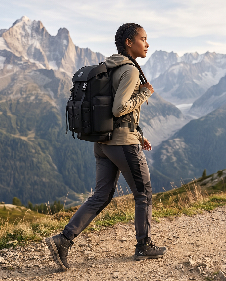 Q-HIKING 1680D Nylon Waterproof Backpack – Large Capacity, 17" Laptop, Hiking & Travel