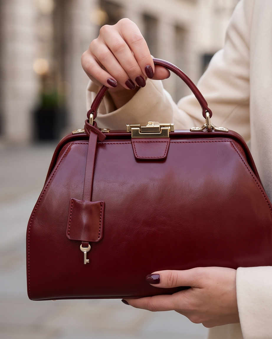 Q-LEVANA Luxury Full-Grain Leather Crossbody Shoulder Bag for Women – Anti-Theft Lock, Vintage Style