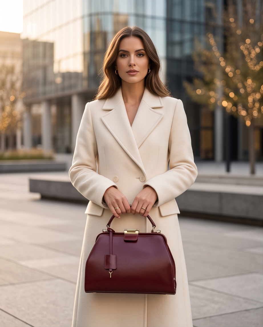 Q-LEVANA Luxury Full-Grain Leather Crossbody Shoulder Bag for Women – Anti-Theft Lock, Vintage Style