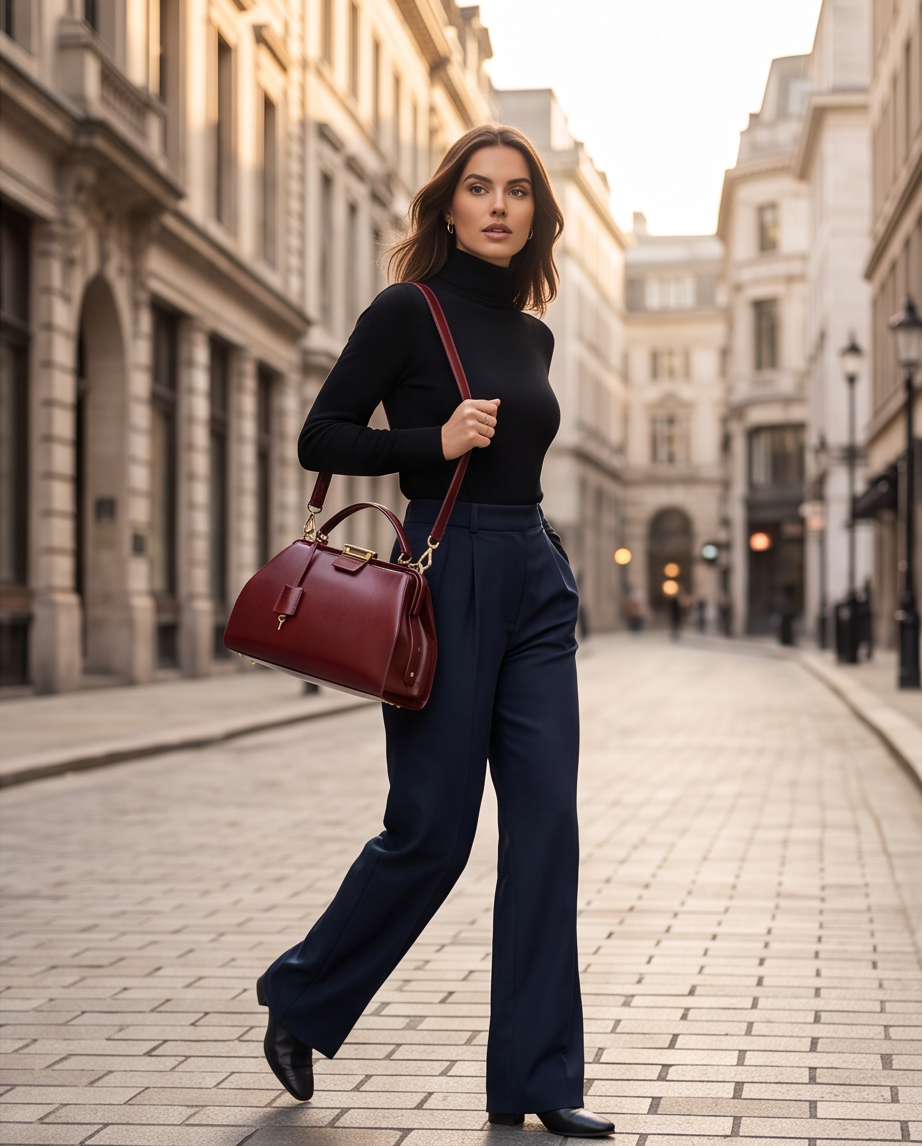 Q-LEVANA Luxury Full-Grain Leather Crossbody Shoulder Bag for Women – Anti-Theft Lock, Vintage Style