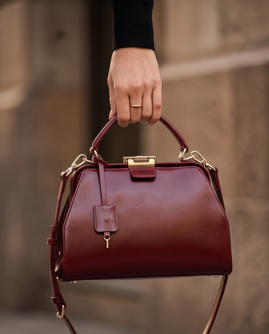 Q-LEVANA Luxury Full-Grain Leather Crossbody Shoulder Bag for Women – Anti-Theft Lock, Vintage Style