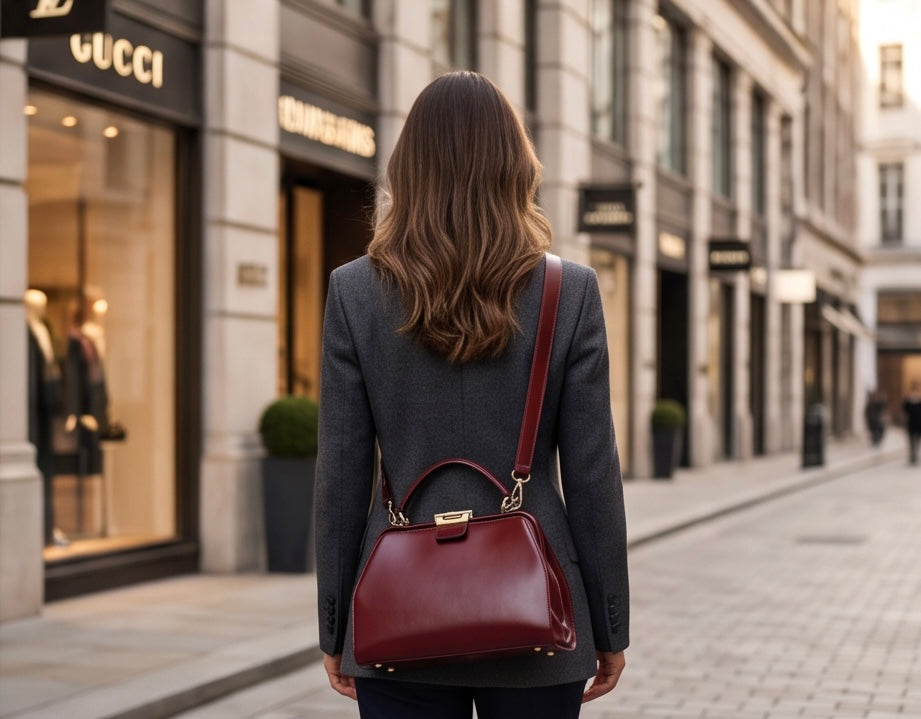 Q-LEVANA Luxury Full-Grain Leather Crossbody Shoulder Bag for Women – Anti-Theft Lock, Vintage Style
