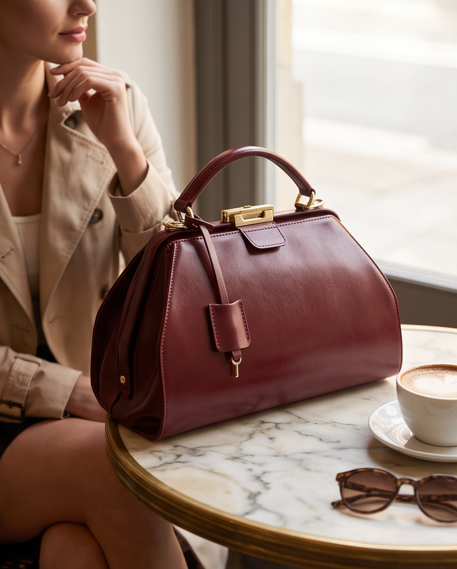 Q-LEVANA Luxury Full-Grain Leather Crossbody Shoulder Bag for Women – Anti-Theft Lock, Vintage Style