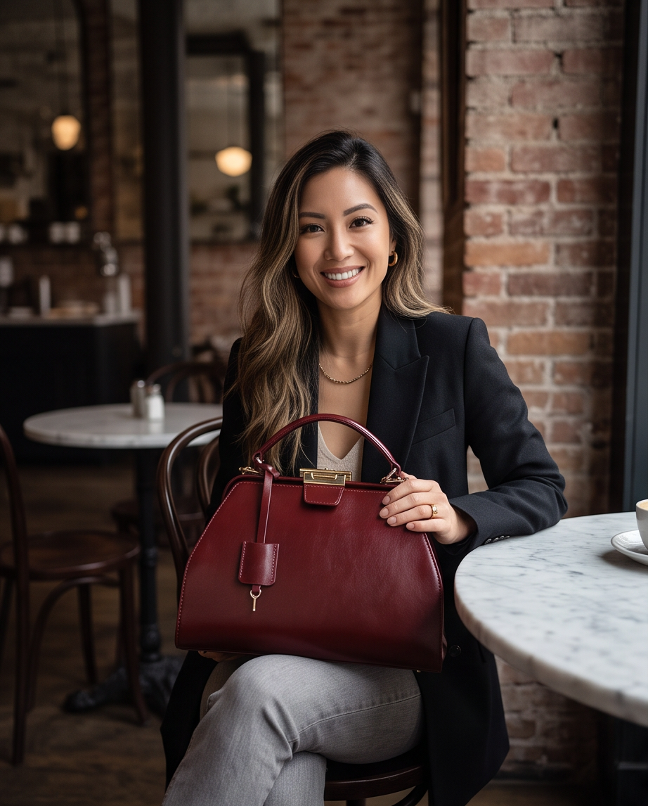 Q-LEVANA Luxury Full-Grain Leather Crossbody Shoulder Bag for Women – Anti-Theft Lock, Vintage Style