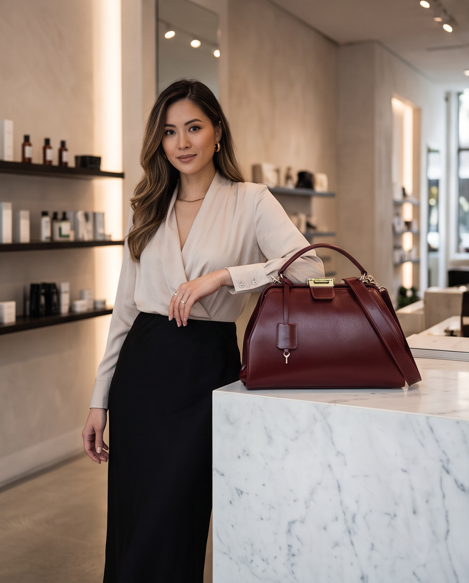 Q-LEVANA Luxury Full-Grain Leather Crossbody Shoulder Bag for Women – Anti-Theft Lock, Vintage Style