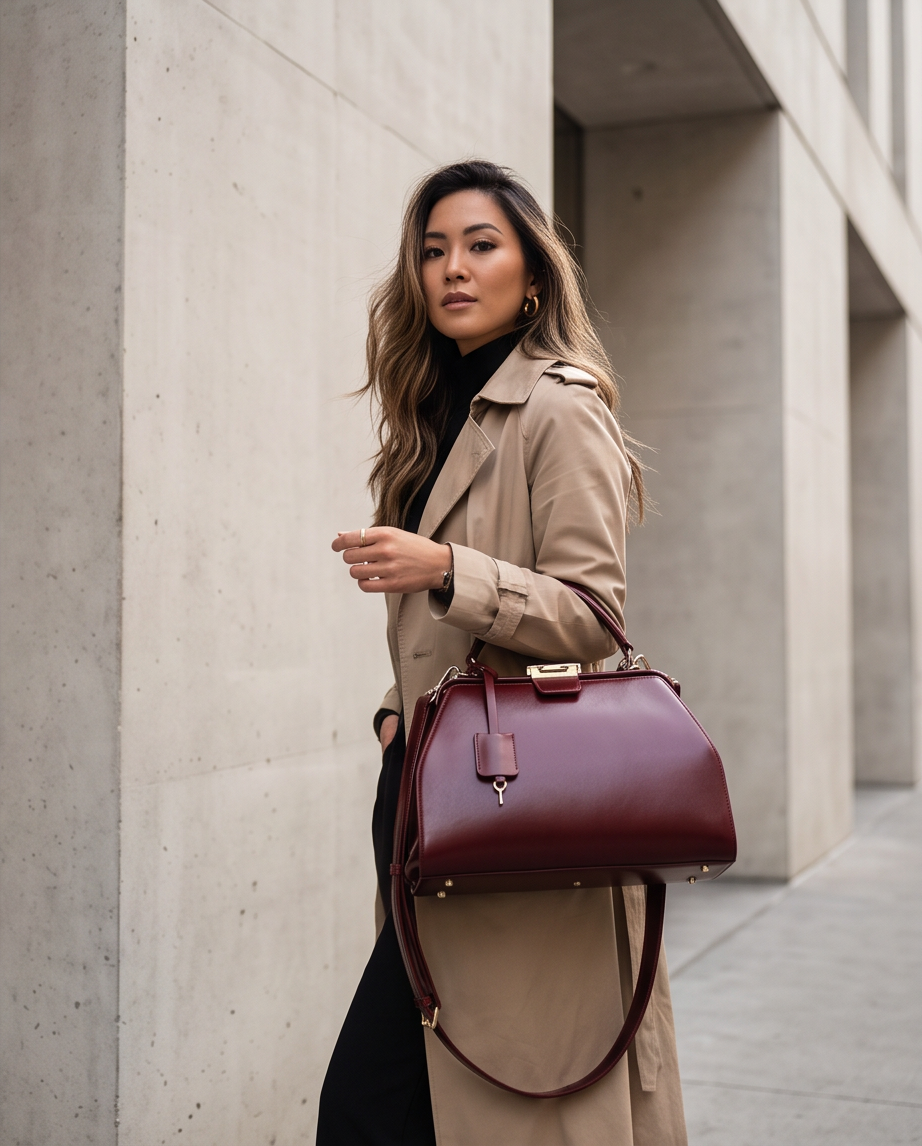 Q-LEVANA Luxury Full-Grain Leather Crossbody Shoulder Bag for Women – Anti-Theft Lock, Vintage Style