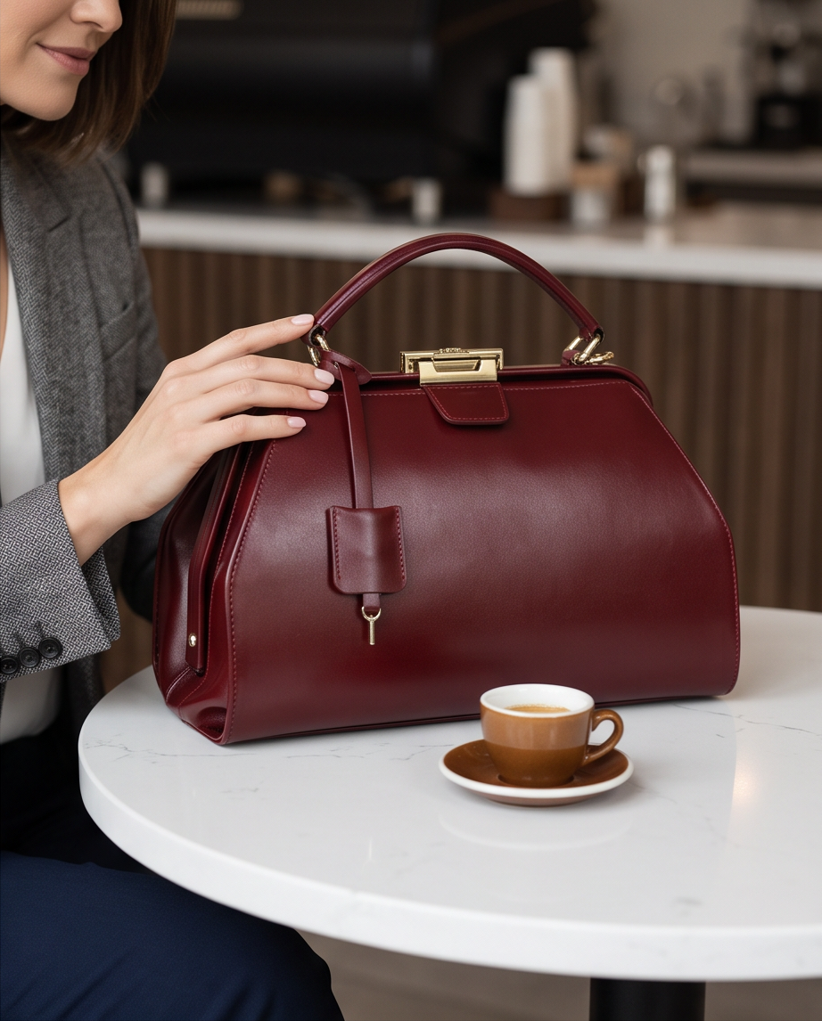 Q-LEVANA Luxury Full-Grain Leather Crossbody Shoulder Bag for Women – Anti-Theft Lock, Vintage Style