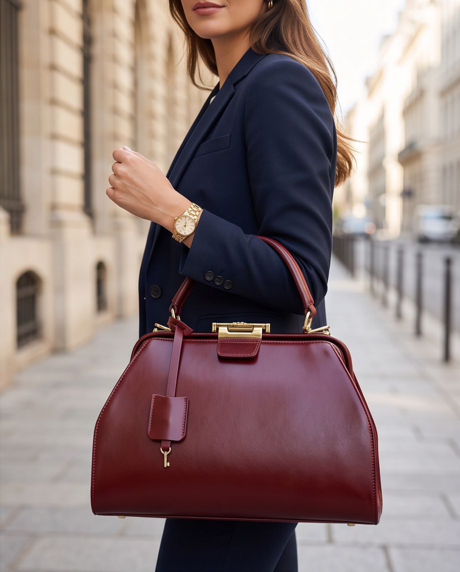 Q-LEVANA Luxury Full-Grain Leather Crossbody Shoulder Bag for Women – Anti-Theft Lock, Vintage Style