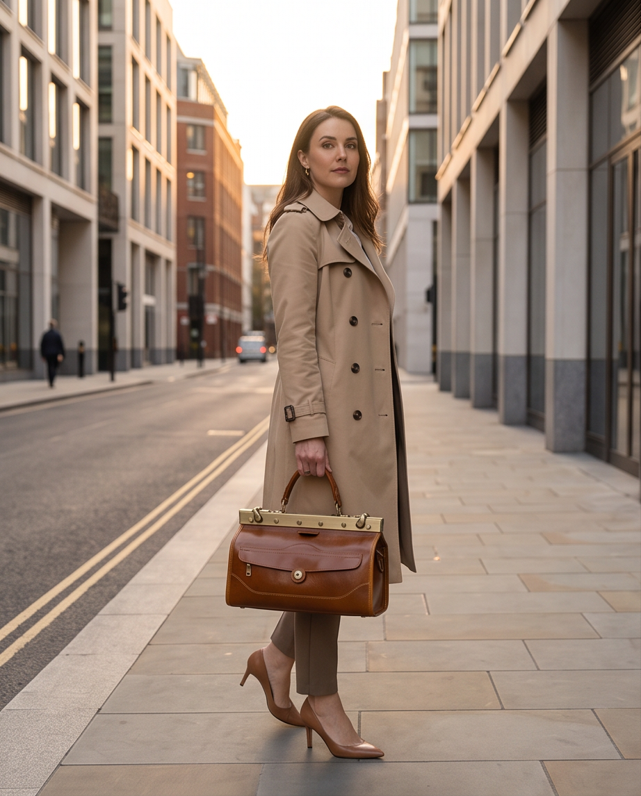 Q-MARVELLA Vintage Luxury Mini Box Handbag for Women – Full-Grain Vegetable-Tanned Leather, Kiss-Lock