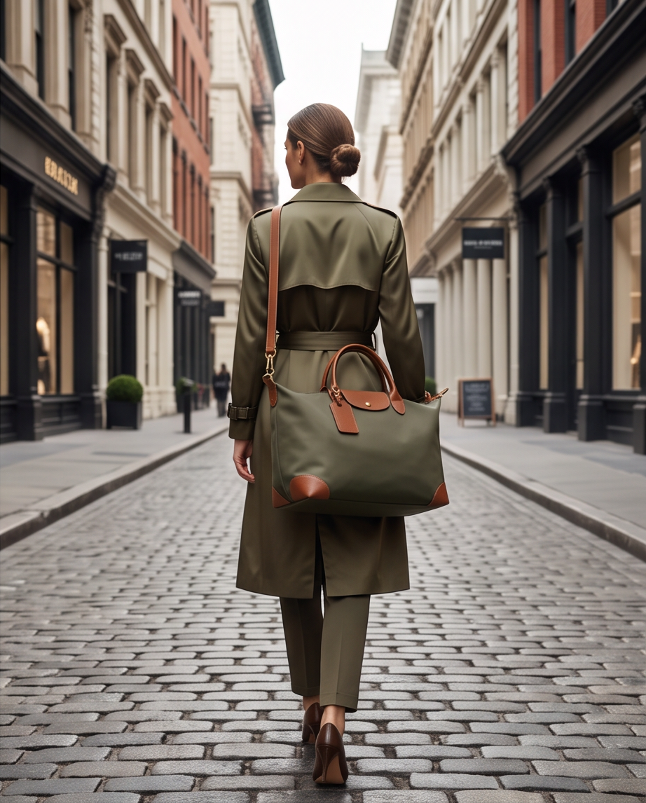 Q-VAULTO Premium Nylon & Leather Travel Tote Bag – 14" Laptop, Waterproof, Work & Travel