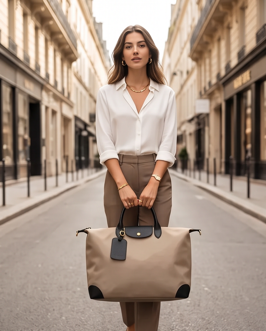 Q-VAULTO Premium Nylon & Leather Travel Tote Bag – 14" Laptop, Waterproof, Work & Travel