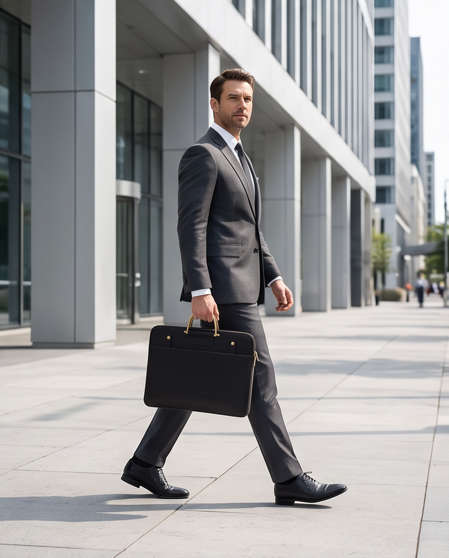 Q-MYSTIC Crazy Horse Leather Laptop Messenger Bag for Men – Slim Briefcase, Business & Daily Use
