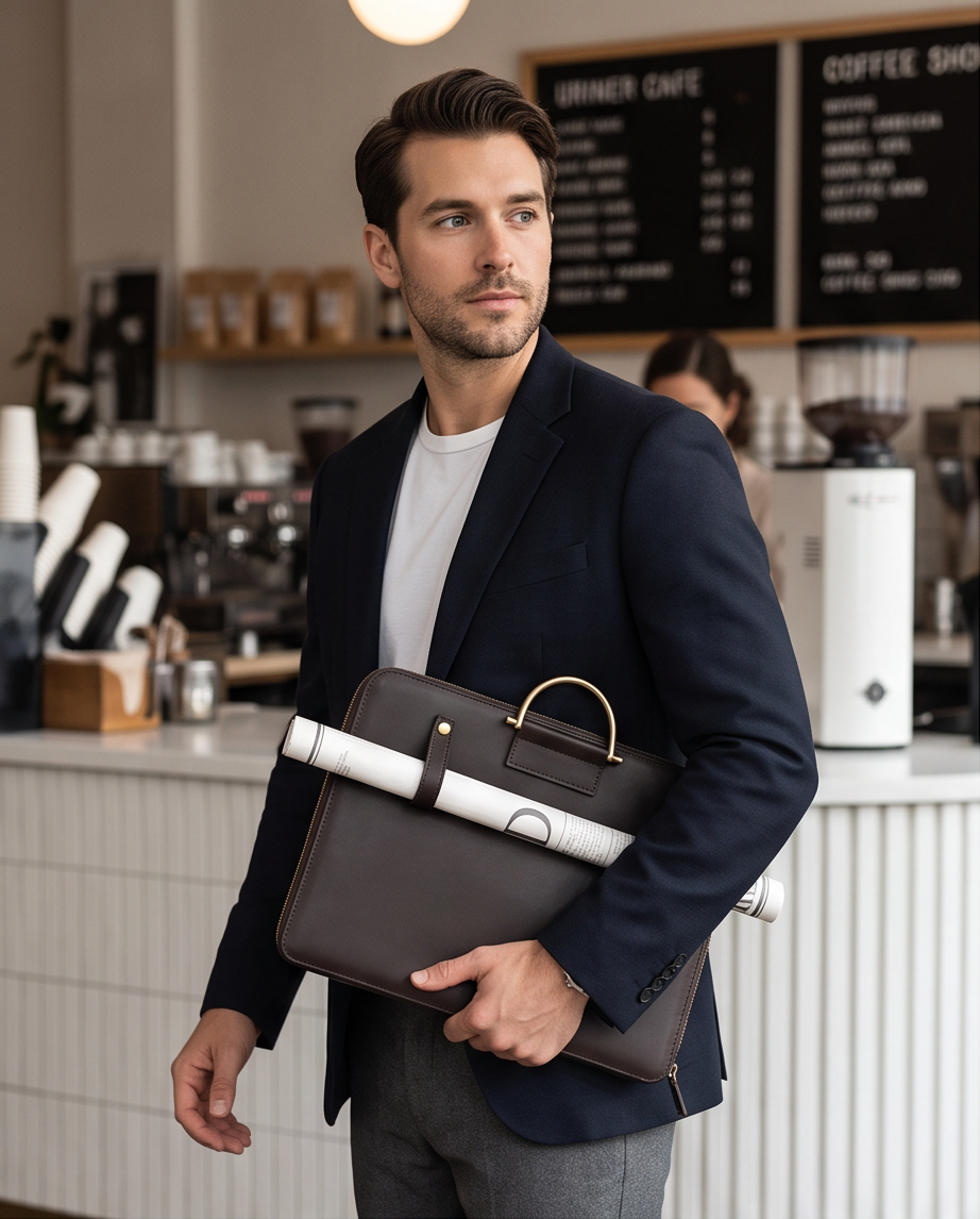 Q-MYSTIC Crazy Horse Leather Laptop Messenger Bag for Men – Slim Briefcase, Business & Daily Use