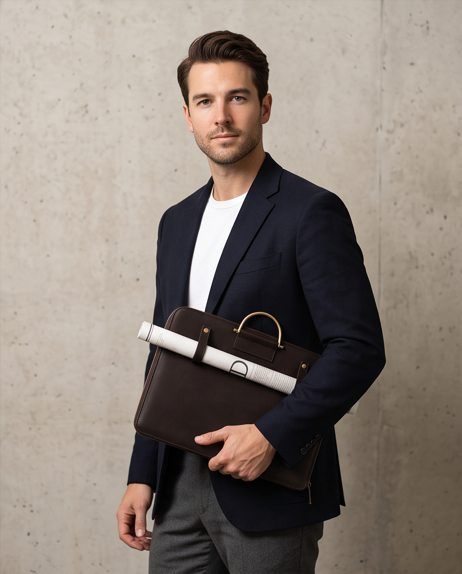 Q-MYSTIC Crazy Horse Leather Laptop Messenger Bag for Men – Slim Briefcase, Business & Daily Use