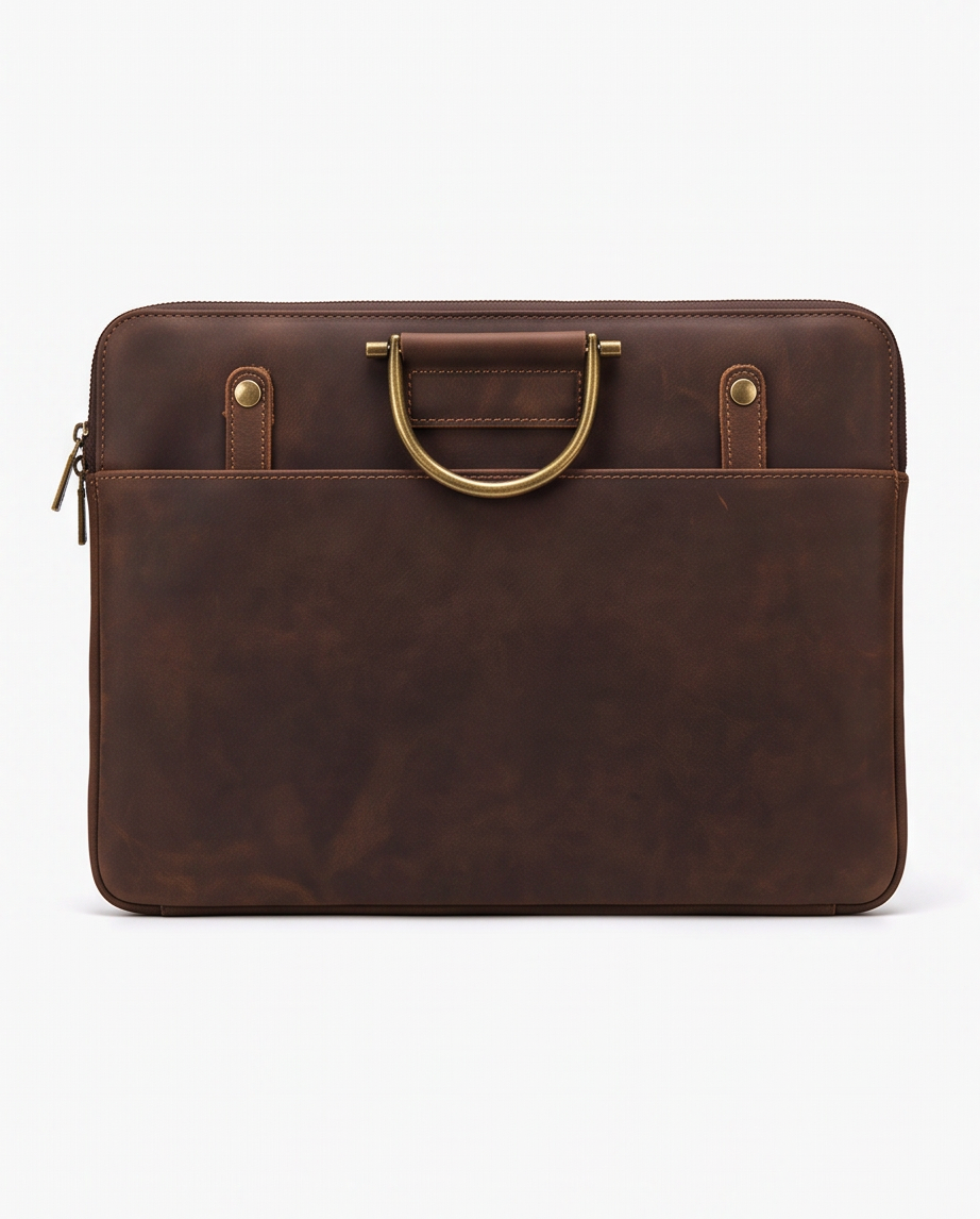 Q-MYSTIC Crazy Horse Leather Laptop Messenger Bag for Men – Slim Briefcase, Business & Daily Use