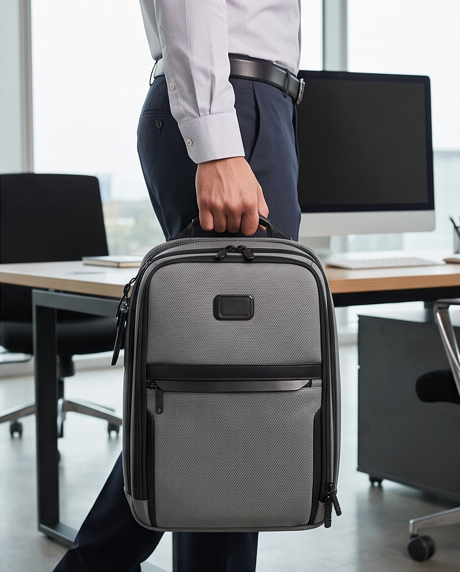 Q-NEXUS Ballistic Nylon & Leather Backpack – 16" MacBook, 3 Compartments, Waterproof