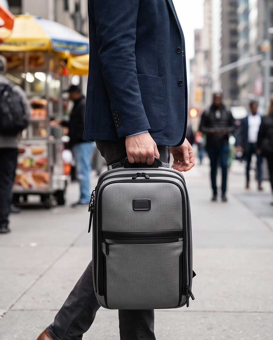 Q-NEXUS Ballistic Nylon & Leather Backpack – 16" MacBook, 3 Compartments, Waterproof