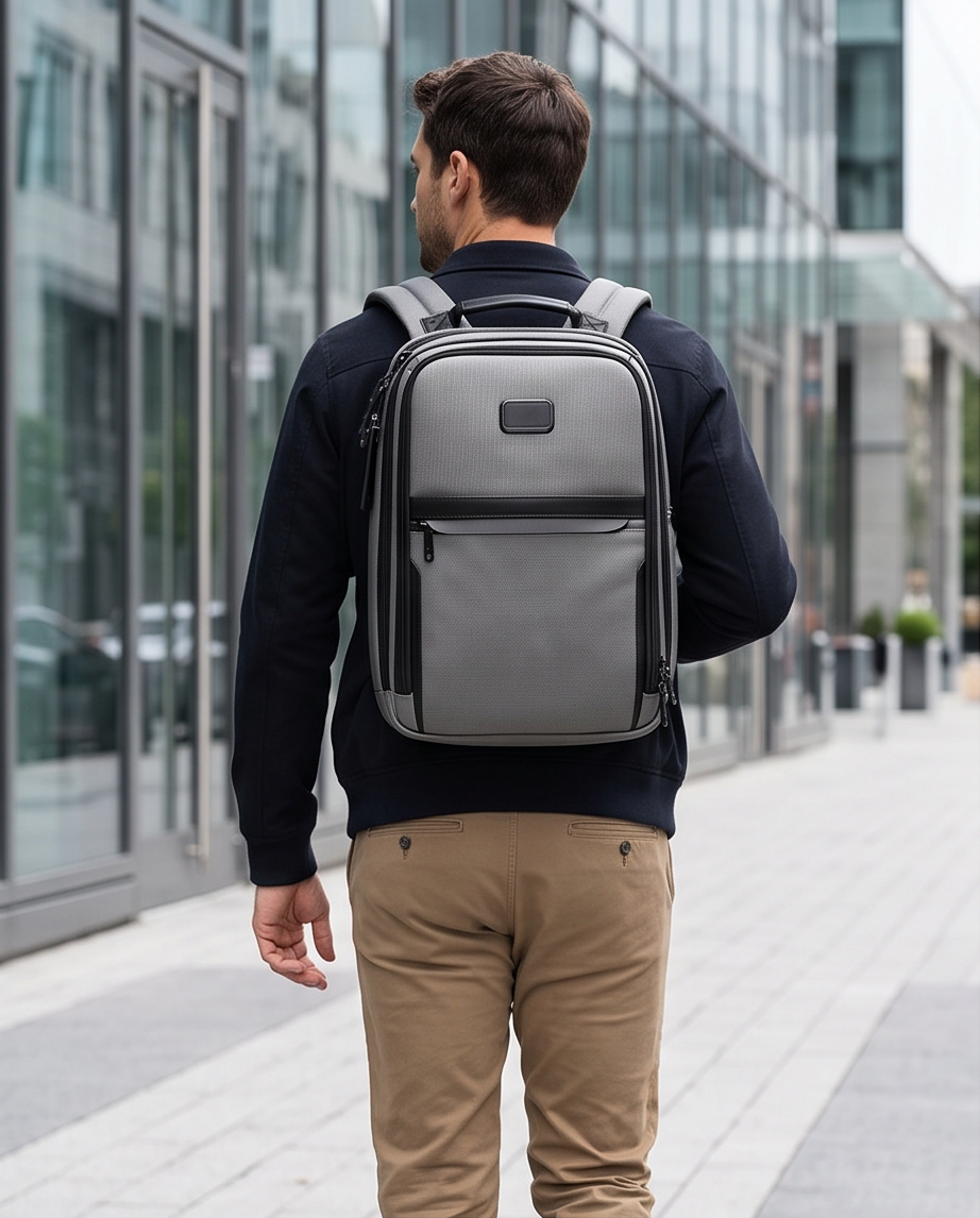 Q-NEXUS Ballistic Nylon & Leather Backpack – 16" MacBook, 3 Compartments, Waterproof