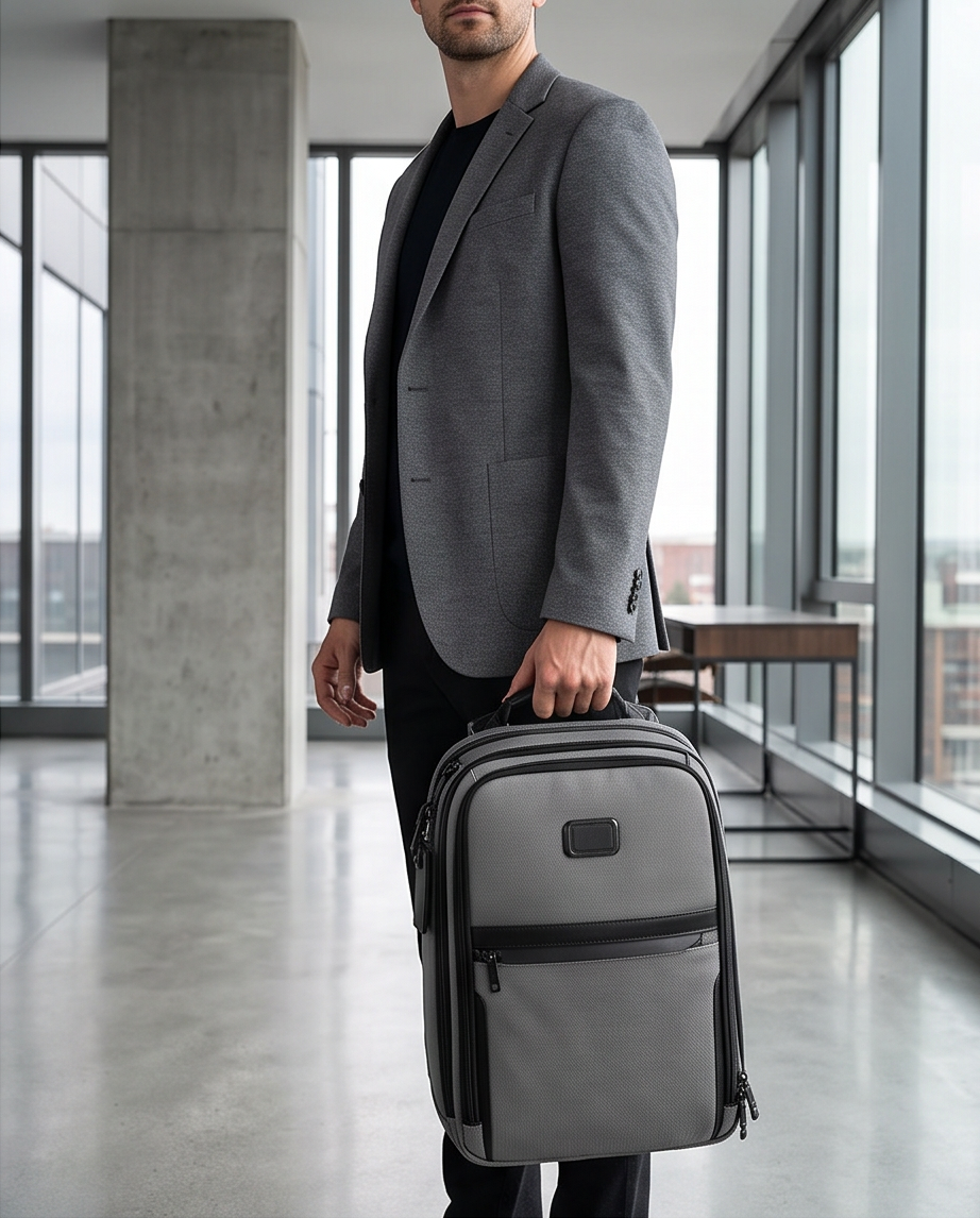 Q-NEXUS Ballistic Nylon & Leather Backpack – 16" MacBook, 3 Compartments, Waterproof