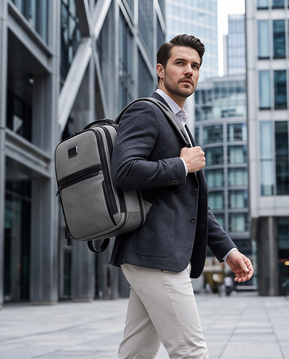Q-NEXUS Ballistic Nylon & Leather Backpack – 16" MacBook, 3 Compartments, Waterproof