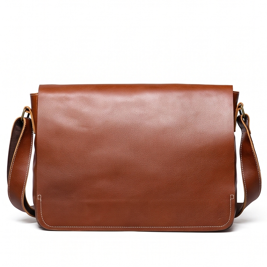 Q-TITAN Full-Grain Leather Messenger Bag – 15.6" Laptop, Crossbody Satchel, Work & Travel