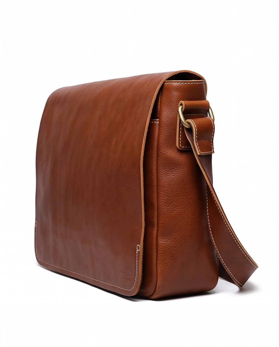 Q-TITAN Full-Grain Leather Messenger Bag – 15.6" Laptop, Crossbody Satchel, Work & Travel