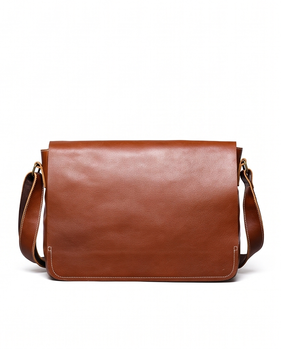 Q-TITAN Full-Grain Leather Messenger Bag – 15.6" Laptop, Crossbody Satchel, Work & Travel
