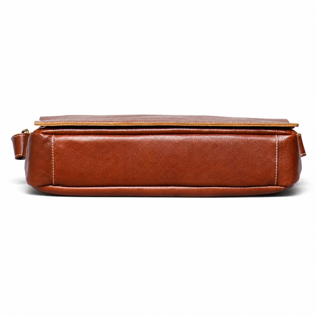 Q-TITAN Full-Grain Leather Messenger Bag – 15.6" Laptop, Crossbody Satchel, Work & Travel