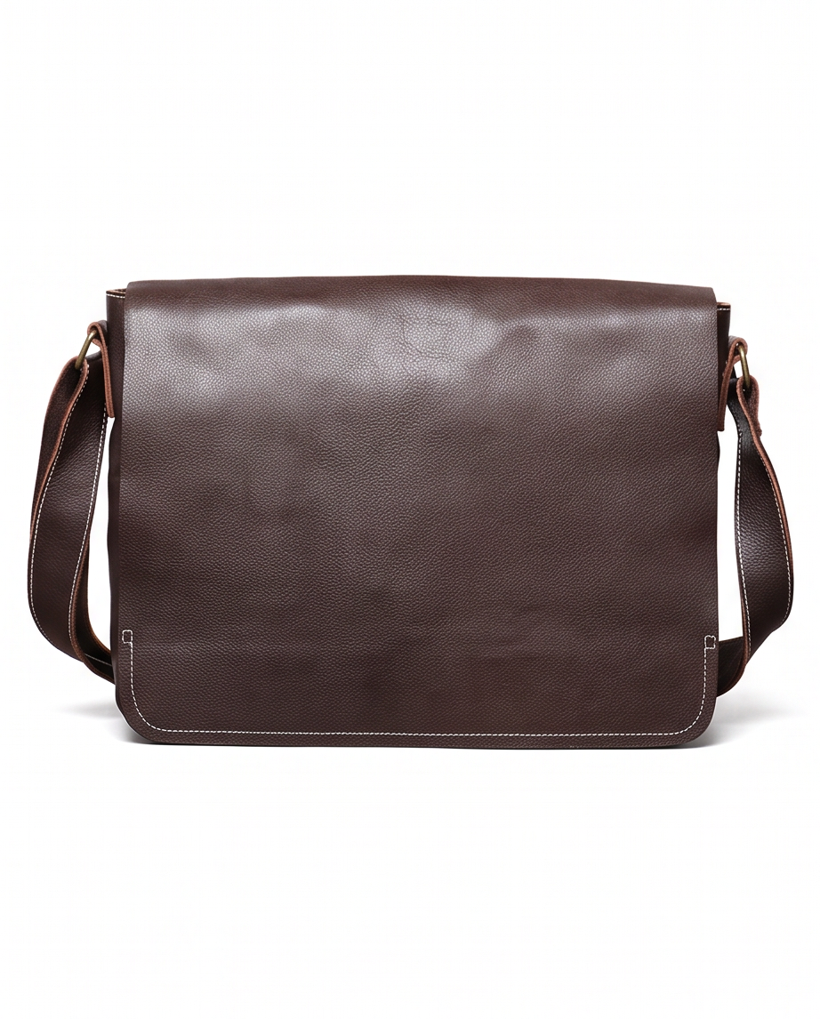 Q-TITAN Full-Grain Leather Messenger Bag – 15.6" Laptop, Crossbody Satchel, Work & Travel