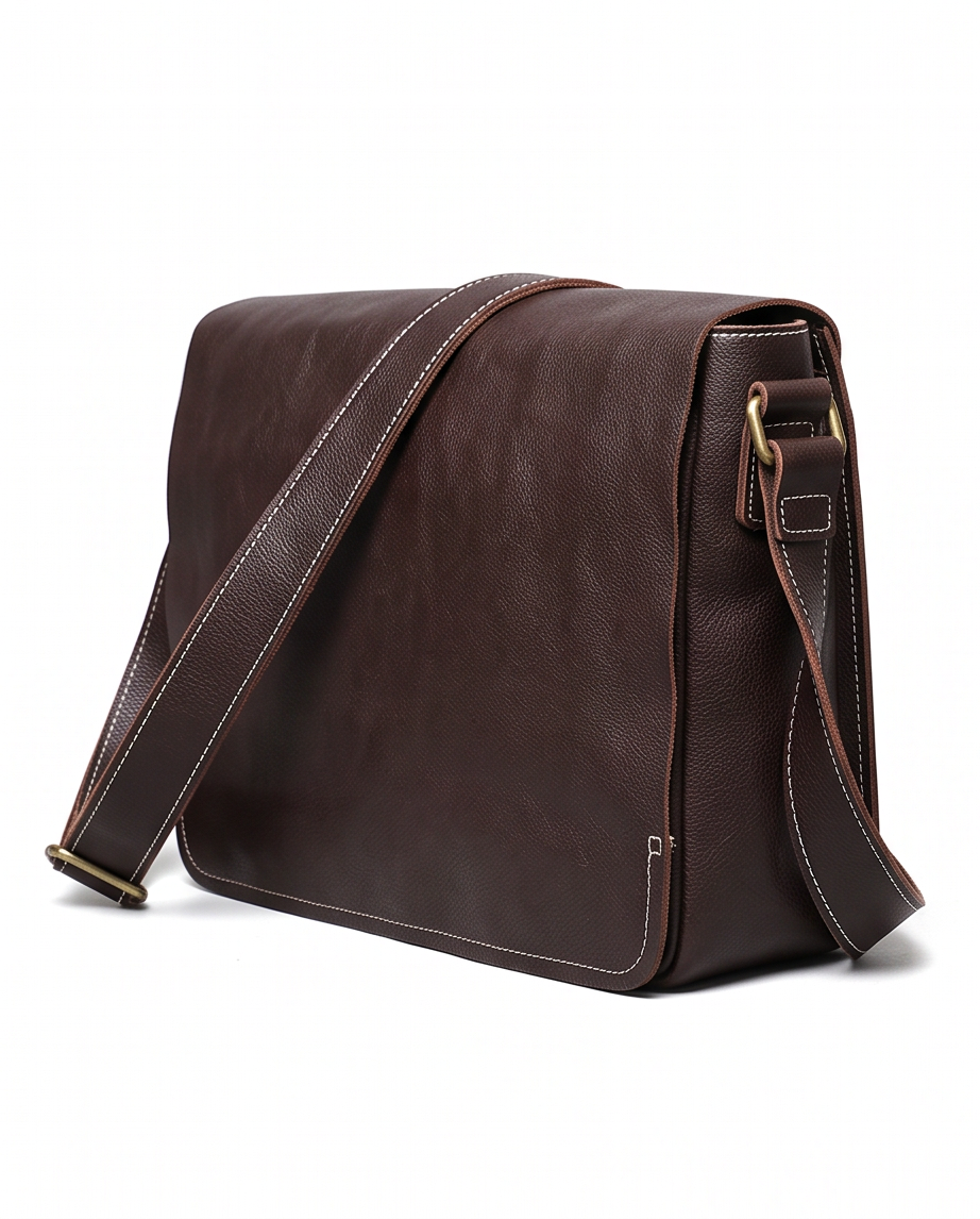 Q-TITAN Full-Grain Leather Messenger Bag – 15.6" Laptop, Crossbody Satchel, Work & Travel