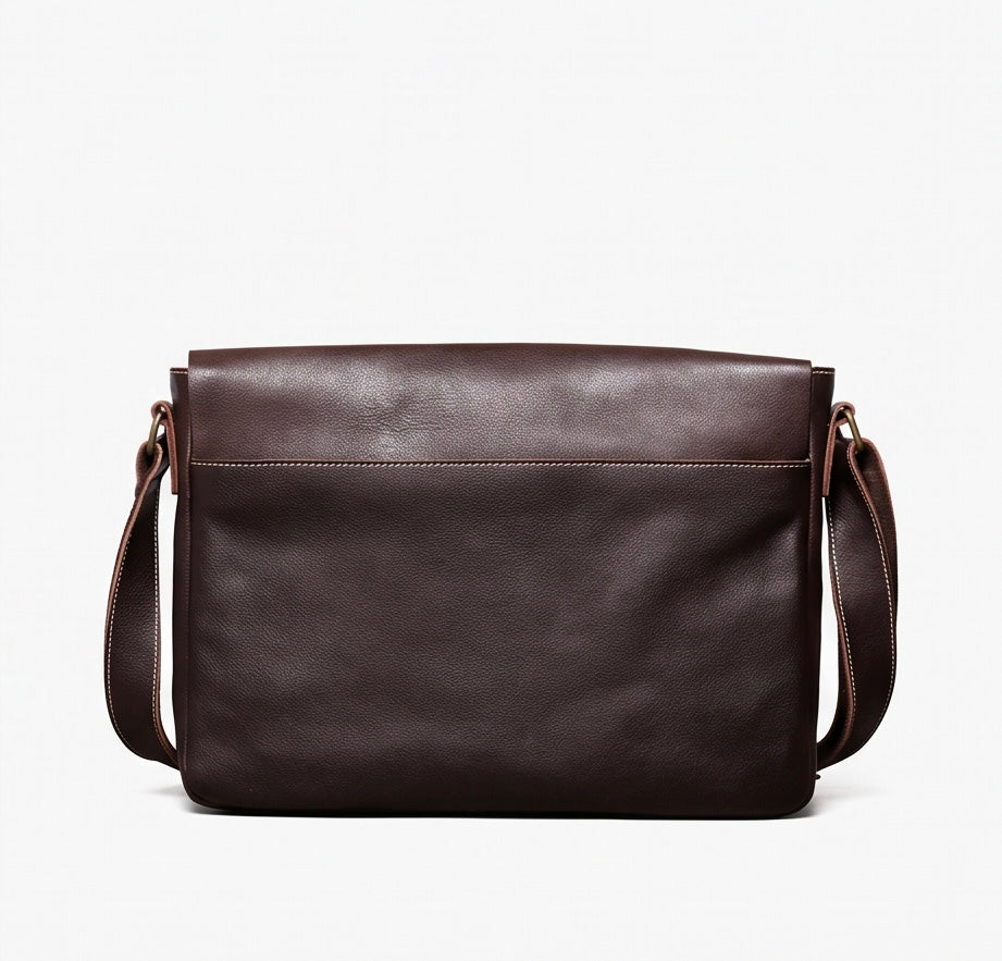 Q-TITAN Full-Grain Leather Messenger Bag – 15.6" Laptop, Crossbody Satchel, Work & Travel