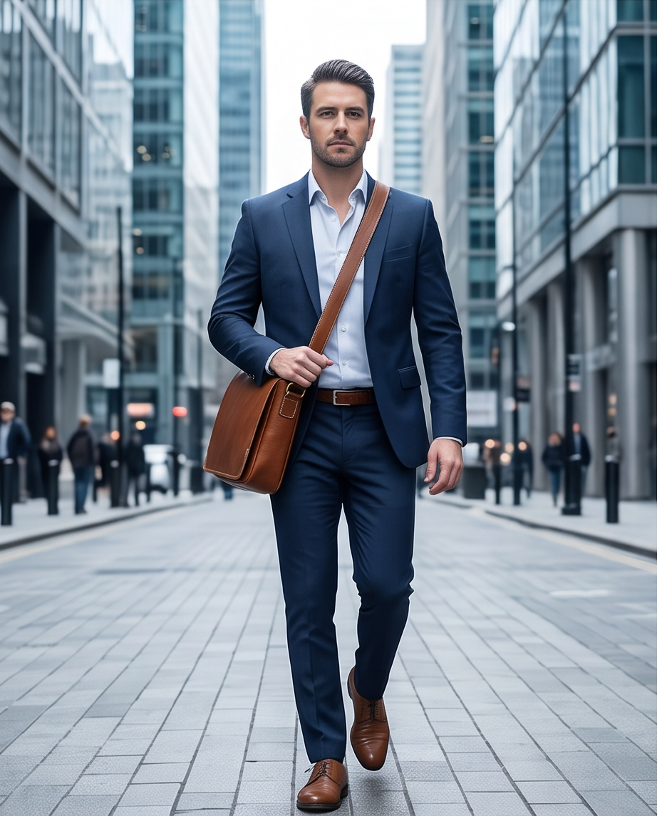 Q-TITAN Full-Grain Leather Messenger Bag – 15.6" Laptop, Crossbody Satchel, Work & Travel