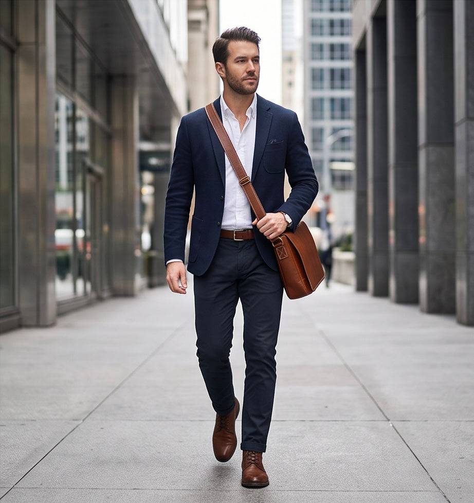 Q-TITAN Full-Grain Leather Messenger Bag – 15.6" Laptop, Crossbody Satchel, Work & Travel