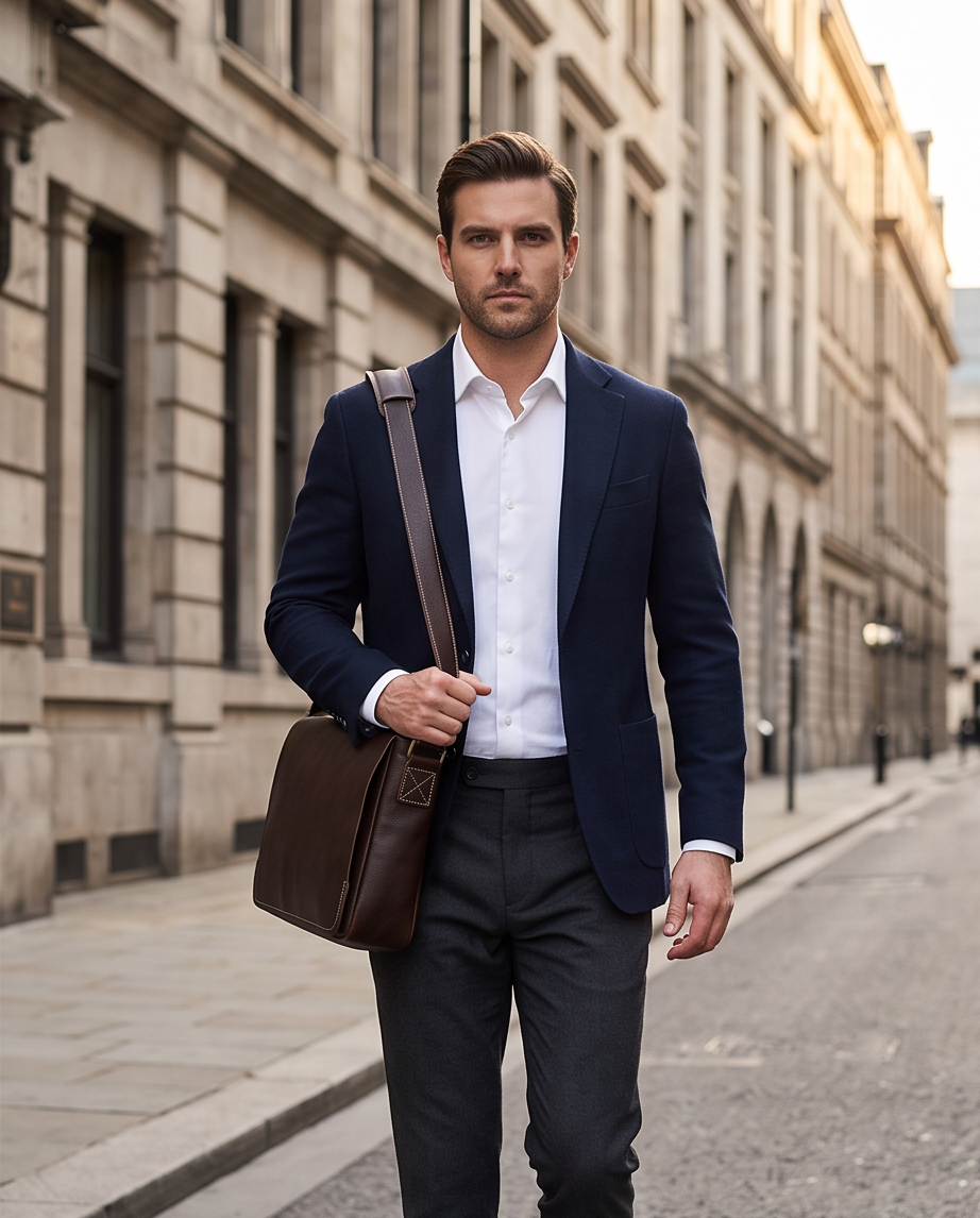 Q-TITAN Full-Grain Leather Messenger Bag – 15.6" Laptop, Crossbody Satchel, Work & Travel