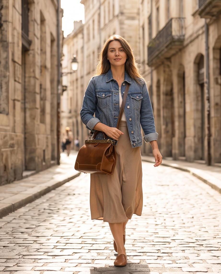 Q-VALMORA Executive Full-Grain Leather Work Bag for Women – Hinge Lock, Tablet Fit, Convertible